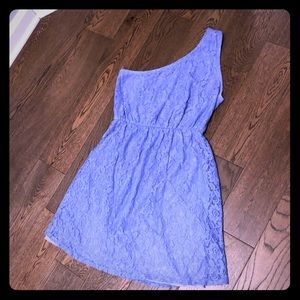 Lace overlay one shoulder dress